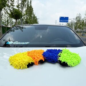 2 Pair Chenille Car Wash Mitts 4 Pack Double-Sided Microfiber Washing Gloves Waterproof