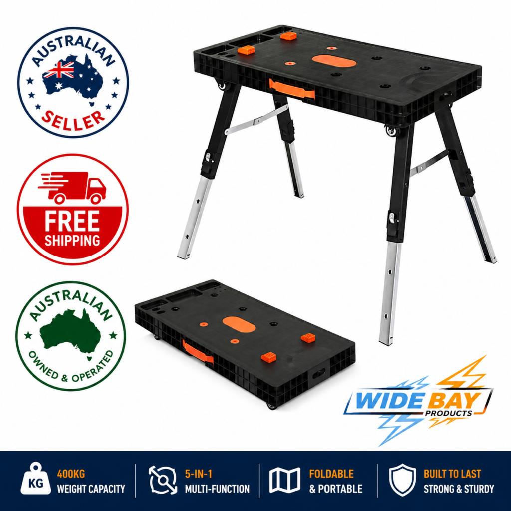 Traderight 5-in-1 Foldable Workbench Portable Work Table Sawhorse Scaffold Car Creeper 400kg