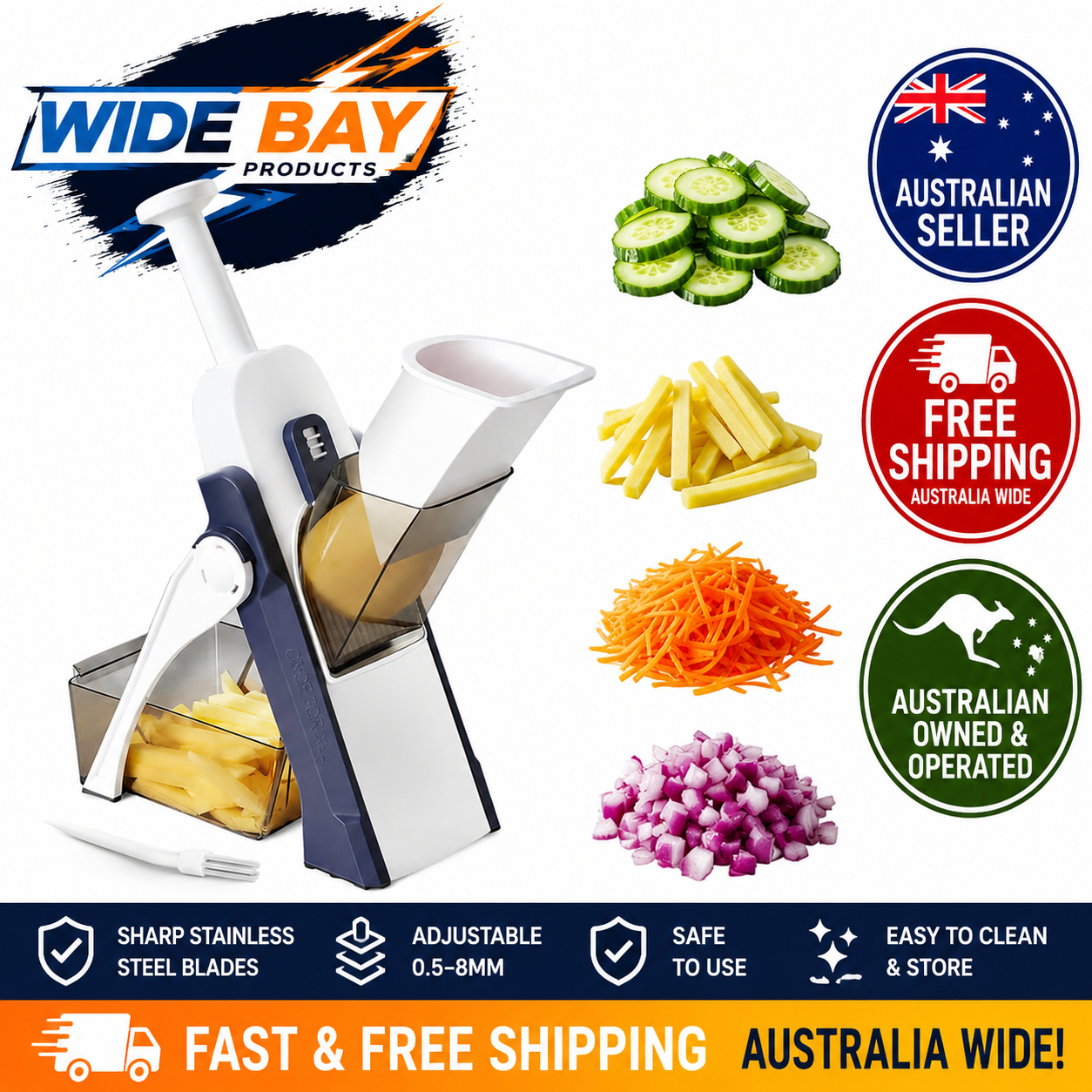 Kitchen Mandoline Slicer Vegetable Cutter Stainless Steel Adjustable 0.5–8mm Julienne Cube