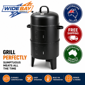 Grillz 3-in-1 Charcoal BBQ Smoker Grill & Roaster – Portable Outdoor Cooker