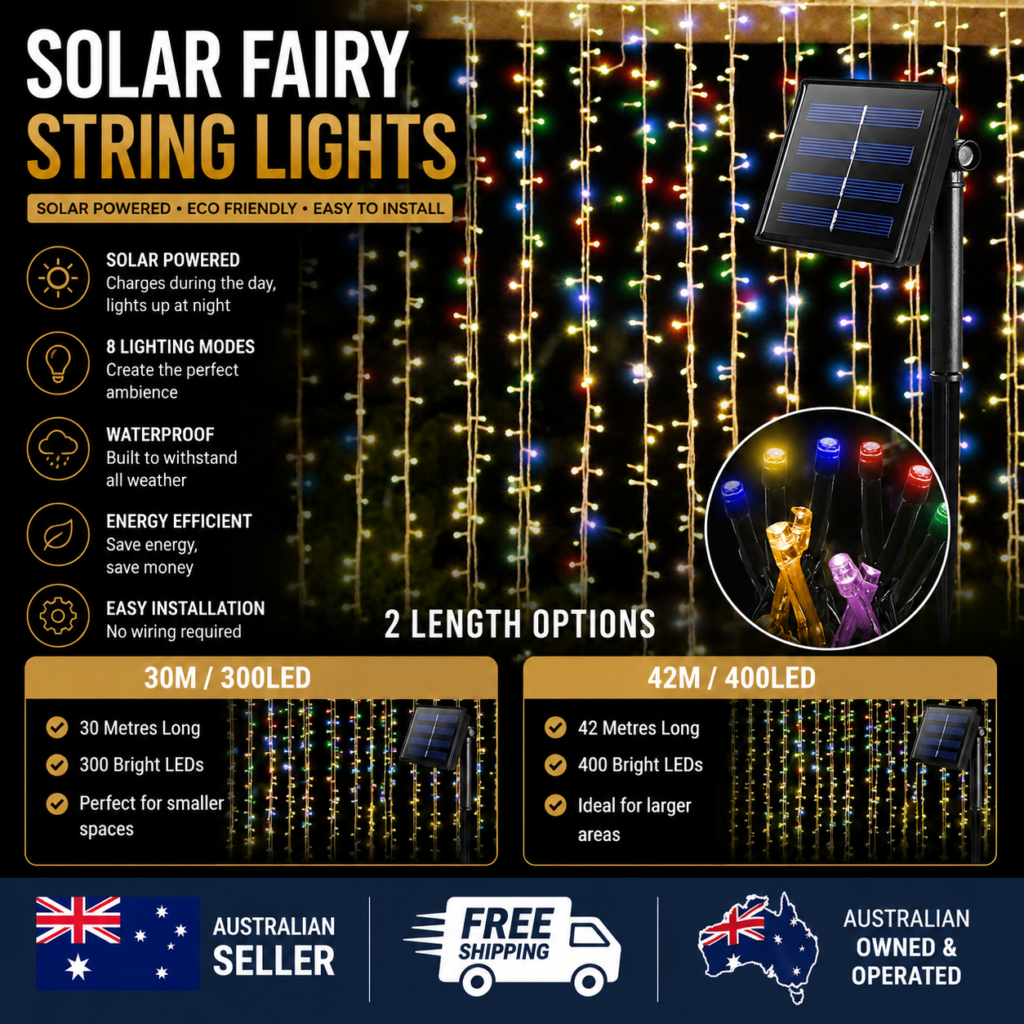 EMITTO Solar Fairy String Lights 30m 300 LED or 42m 400 LED Outdoor Waterproof Garden Lights Warm White Cool White Multi Colour