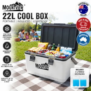 Mountview 22L Insulated Cooler Box Portable Ice Chest Waterproof Camping Picnic Esky with 2 Ice Packs