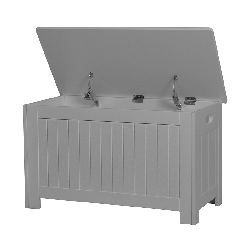Levede Kids Wooden Toy Box Storage Chest Cabinet with Soft Close Lid White or Grey | MDF Toy Organiser Bench - Image 9