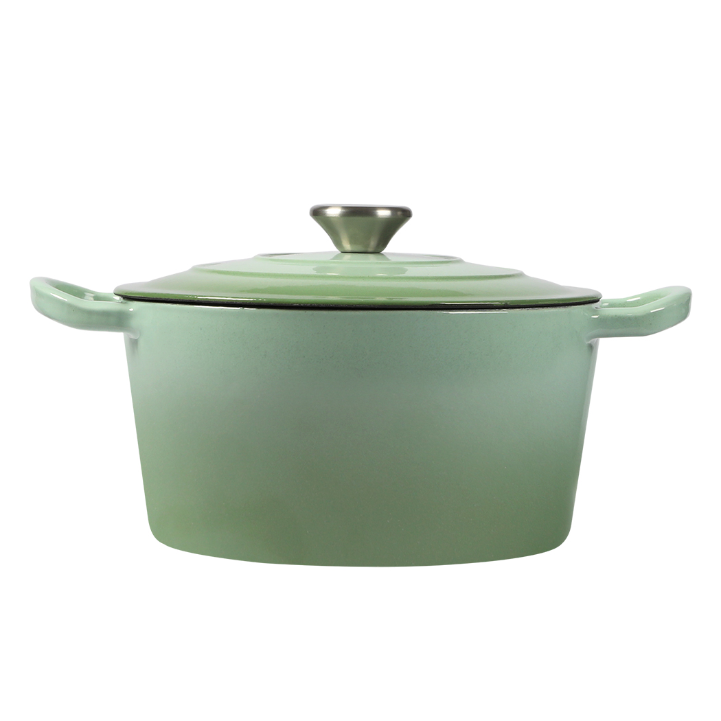 TOQUE 4L Cast Iron Enamel Dutch Oven Pot with Lid Casserole Dish for Induction Gas Oven - Black Green White - Image 10