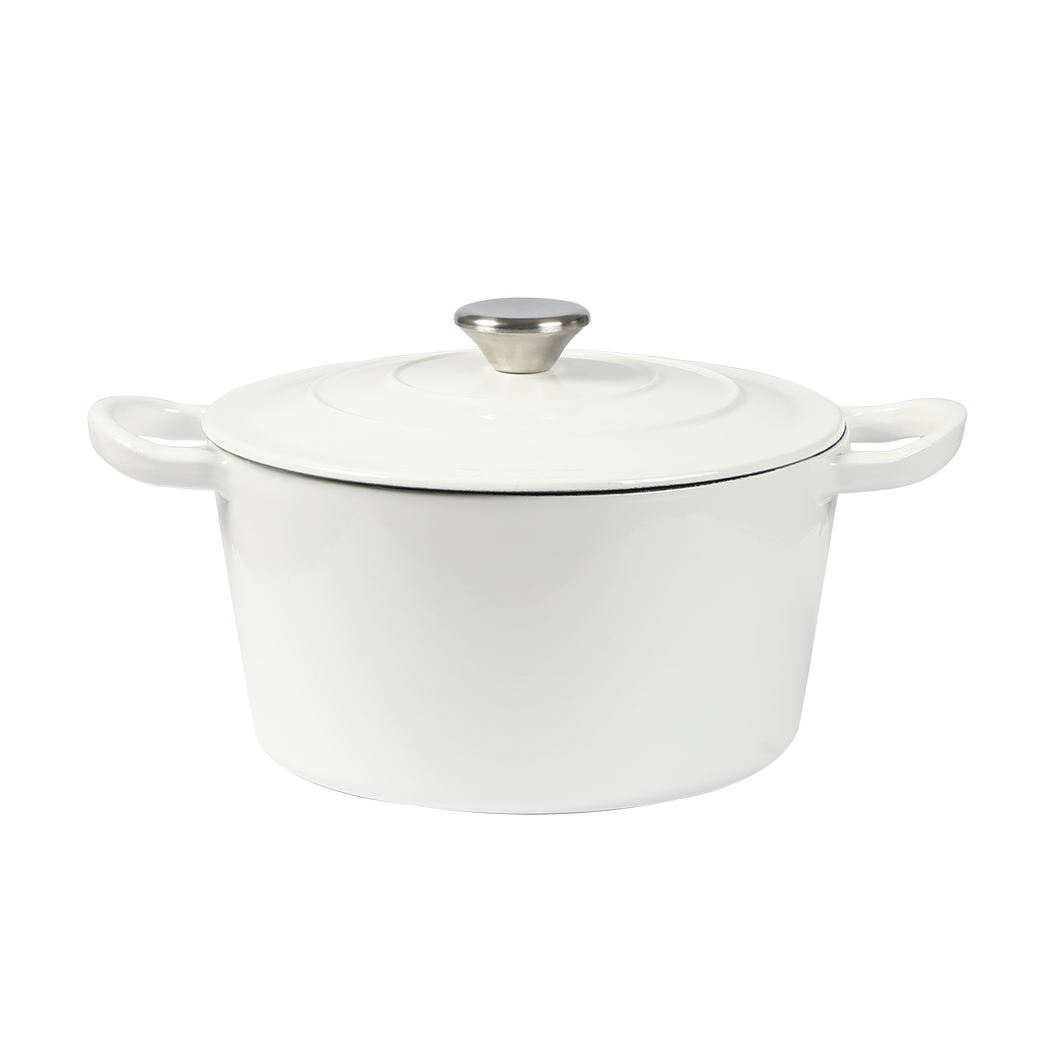 TOQUE 4L Cast Iron Enamel Dutch Oven Pot with Lid Casserole Dish for Induction Gas Oven - Black Green White - Image 9