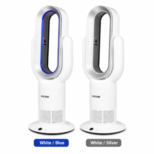 SPECTOR Bladeless Tower Fan with Remote Control, 35W Cooling,10 Speed Oscillating Fan, White Blue or White Silver
