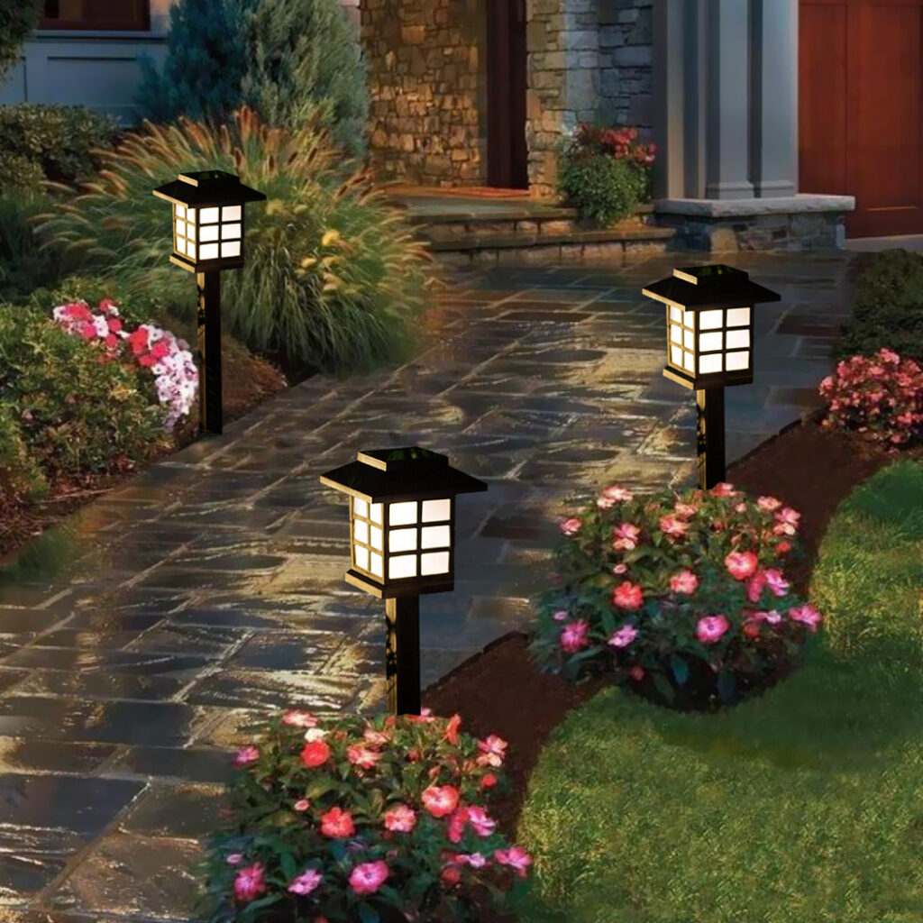 EMITTO 6 Pack Solar LED Garden Lights Outdoor Waterproof Landscape Pathway Lawn Yard Path Lights Cool White