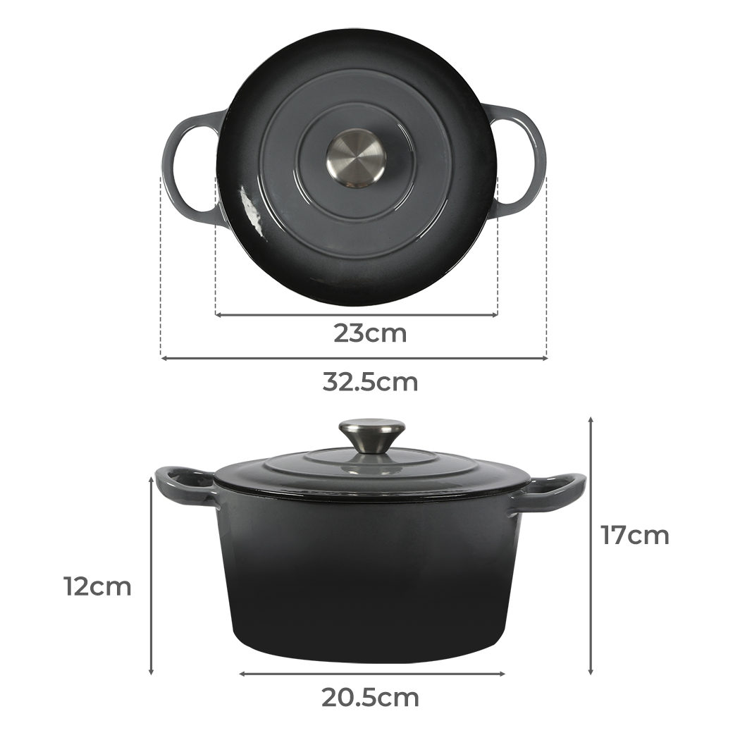 TOQUE 4L Cast Iron Enamel Dutch Oven Pot with Lid Casserole Dish for Induction Gas Oven - Black Green White - Image 5