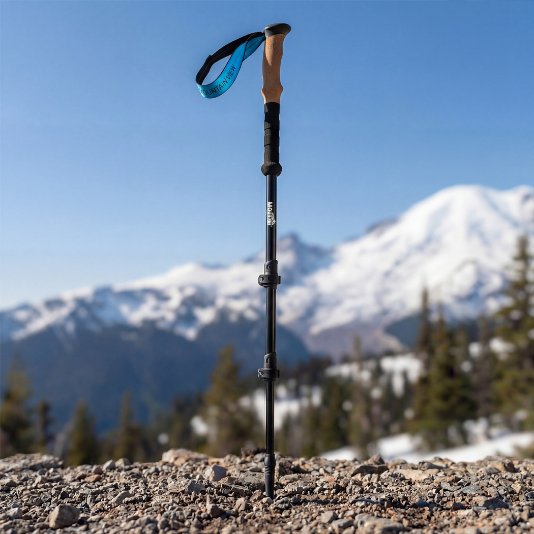 Mountview Adjustable Trekking Poles 2 Pack Lightweight Hiking Walking Sticks Aluminium Grey Black - Image 6