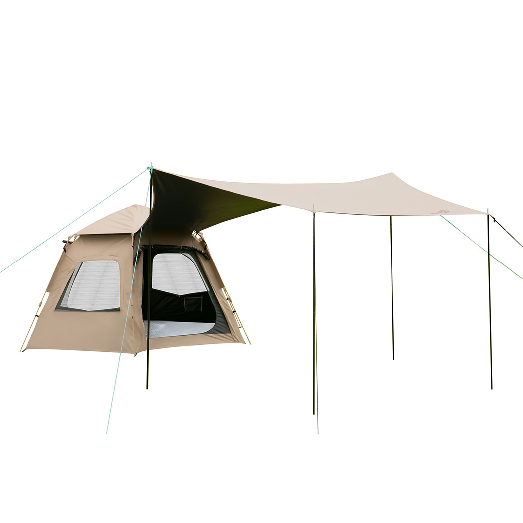 Mountview Instant Pop Up Camping Tent 3-4 Person Waterproof Outdoor Hiking Tent with Awning Beige - Image 8