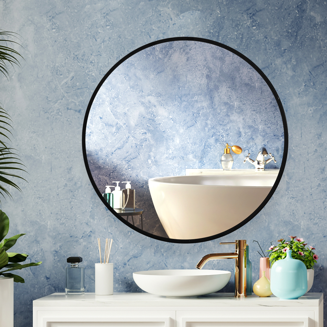 Round Wall Mirror Black Frame Bathroom Vanity Makeup Living Room Wall Mirror 50cm 60cm 70cm 80cm - Image 6