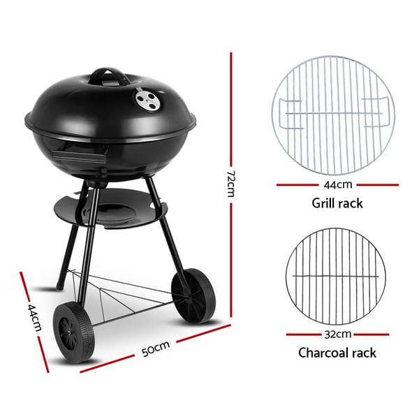 Grillz Portable Charcoal BBQ Smoker Grill – Heavy-Duty Steel Outdoor Barbecue with Wheels - Image 8