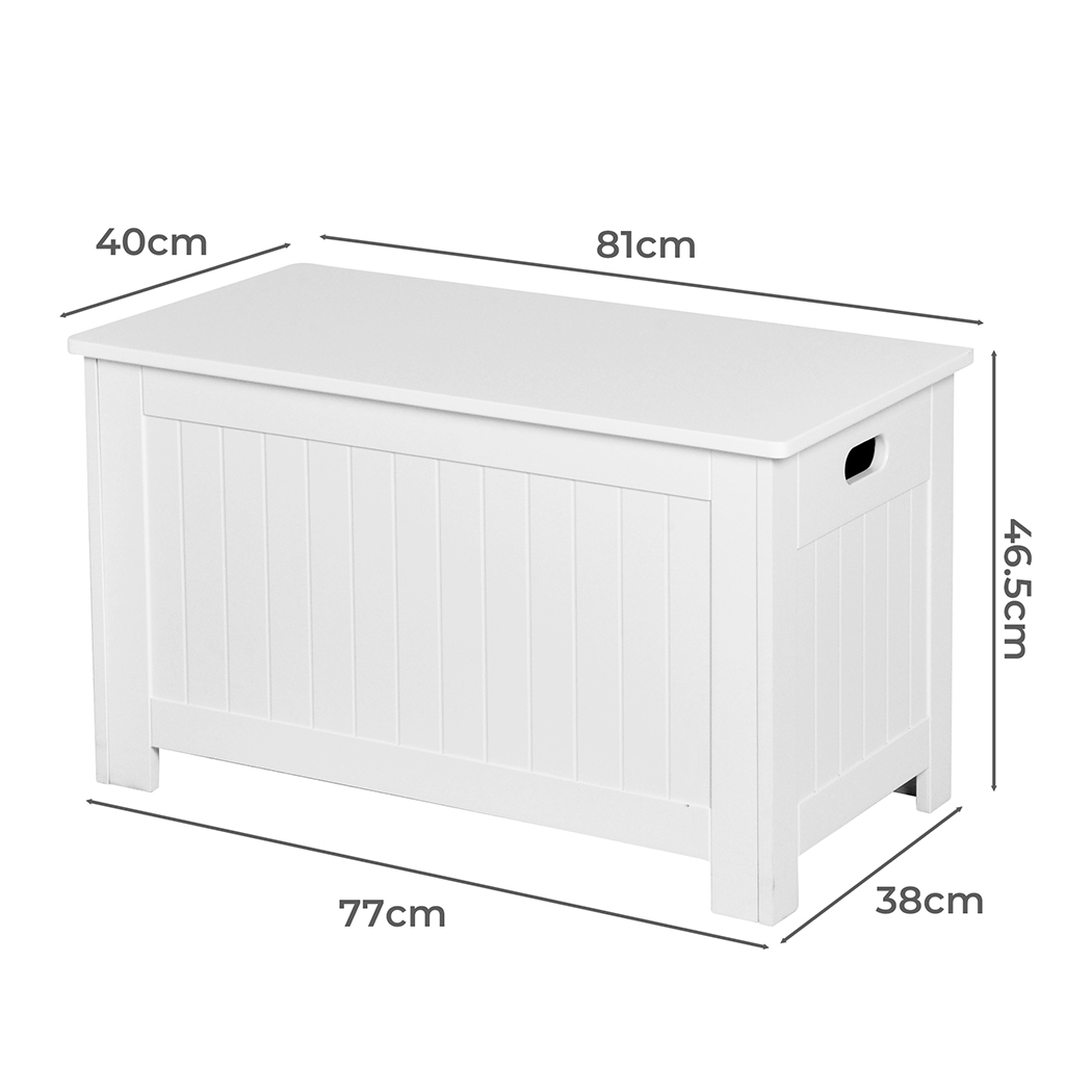 Levede Kids Wooden Toy Box Storage Chest Cabinet with Soft Close Lid White or Grey | MDF Toy Organiser Bench - Image 7