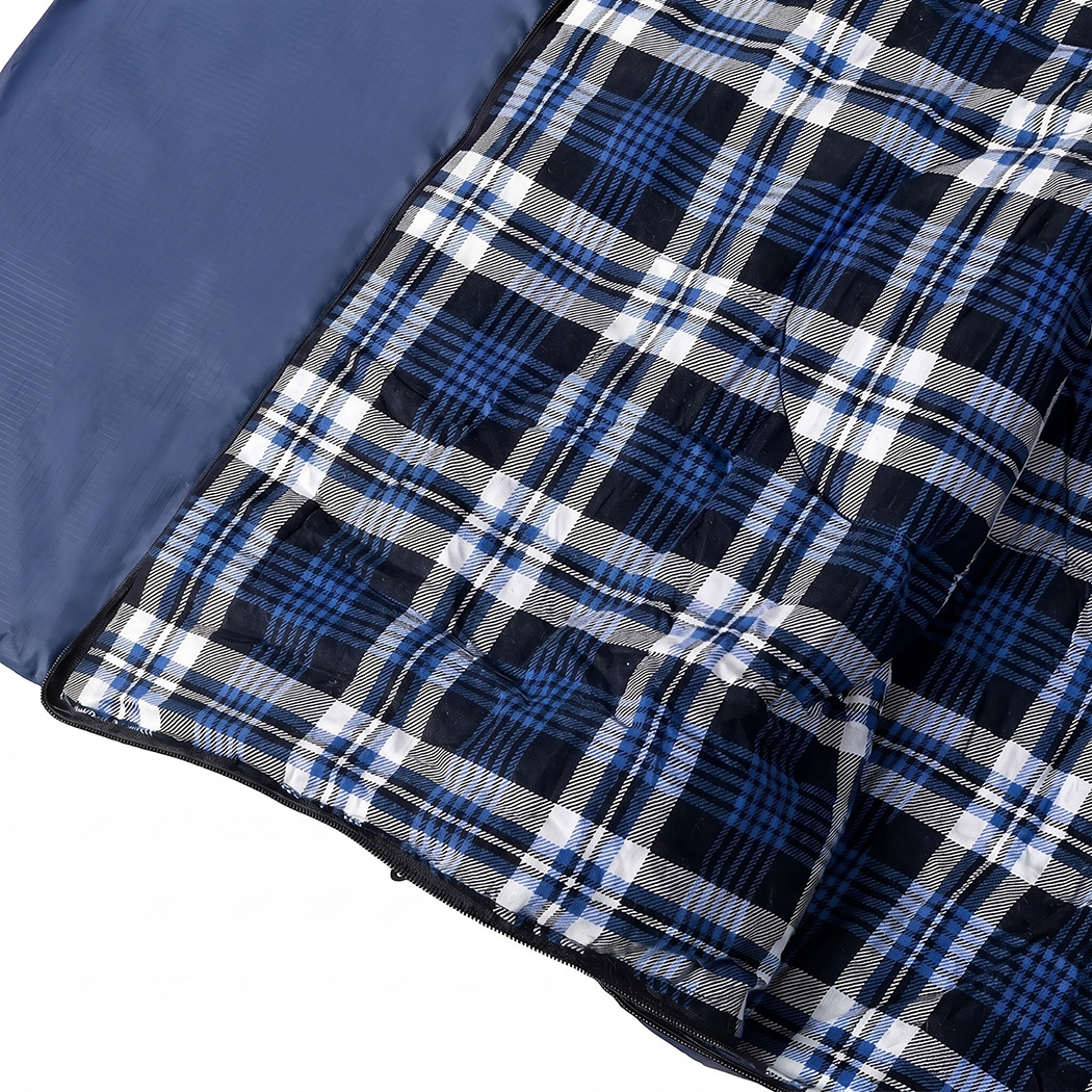 Mountview Single Sleeping Bag 3 Season Camping Hiking Thermal Sleeping Bag Blue 0°C to 15°C Waterproof Flannel Adult - Image 6