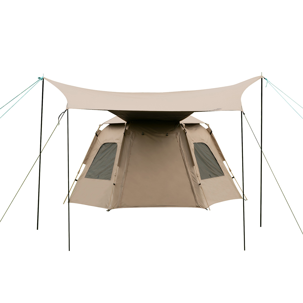 Mountview Instant Pop Up Camping Tent 3-4 Person Waterproof Outdoor Hiking Tent with Awning Beige - Image 7
