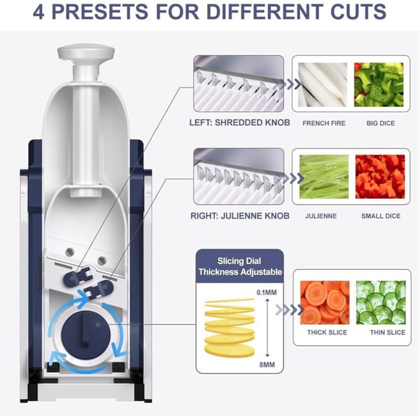 Kitchen Mandoline Slicer Vegetable Cutter Stainless Steel Adjustable 0.5–8mm Julienne Cube - Image 3