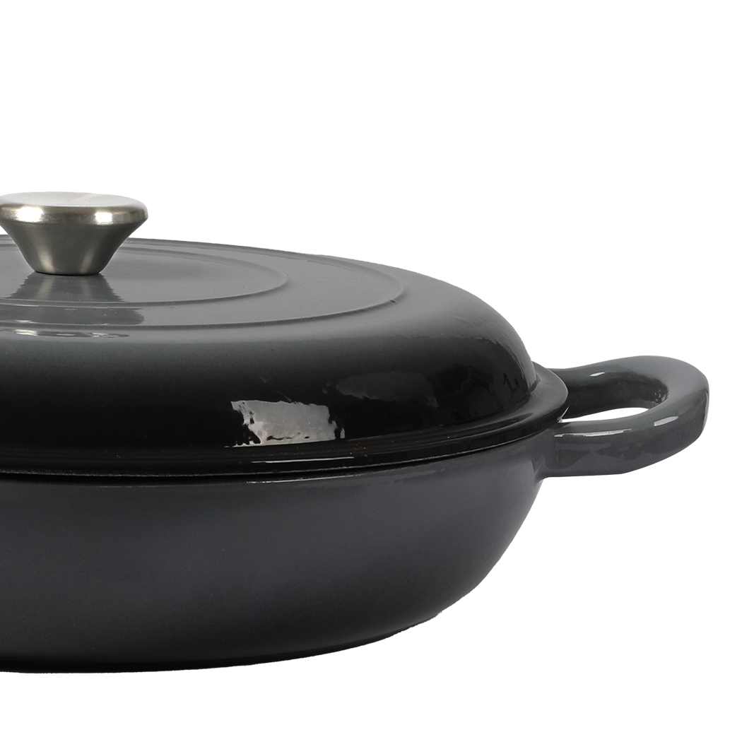 TOQUE 3.5L Enamel Cast Iron Dutch Oven Casserole Pan with Lid - Non-Stick Shallow Pot for Induction, Gas & Oven - Black, Green or White - Image 8