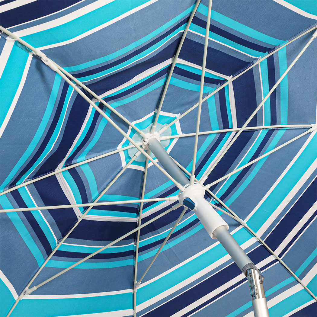Mountview 2.2m Beach Umbrella UV Protection Outdoor Patio Shade Sun Umbrella with Sand Anchor Carry Bag Blue Rainbow - Image 6