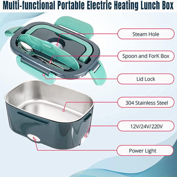 Electric Lunch Box Food Warmer 1.5L Portable Food Heater 12V/24V Car Truck 220V Home - Image 6