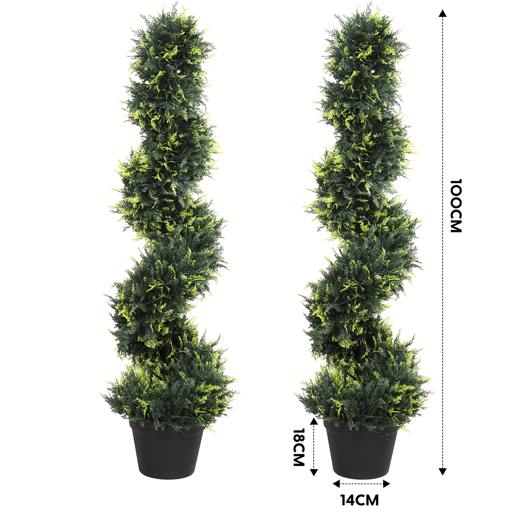 Lambu 100cm Artificial Plant Tree Faux Indoor Outdoor Green Foliage Home Office Décor - Image 2