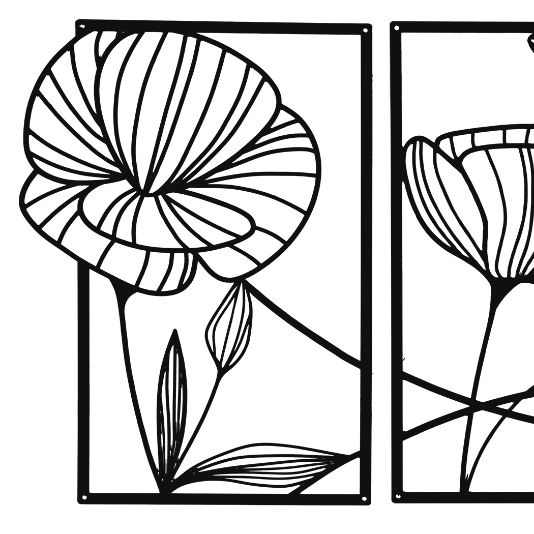 Yezi 4 Piece Metal Wall Art Decor Set Black Floral Minimalist 3D Wall Hanging - Image 4