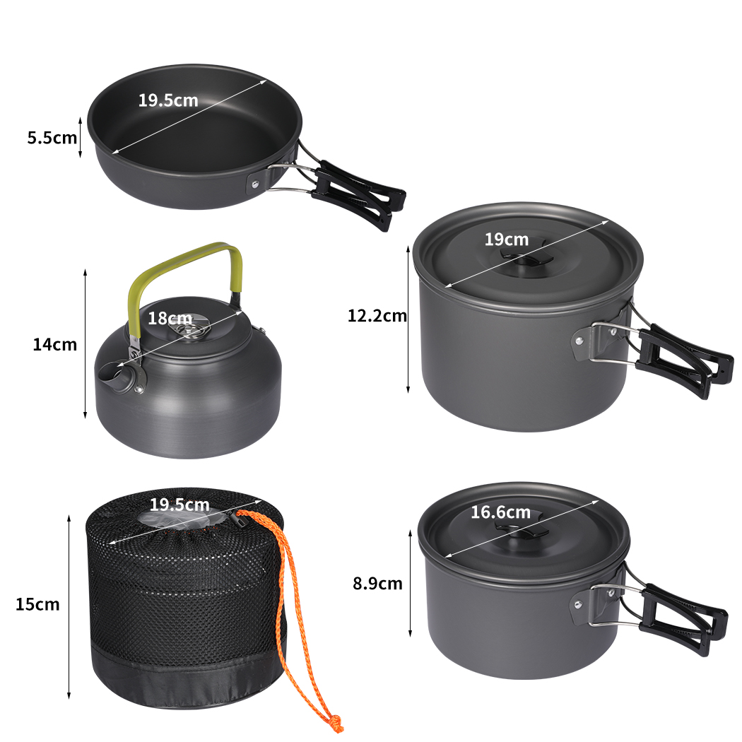 Toque 16 Piece Camping Cookware Set Non Stick Aluminium Outdoor Cooking Pots Pans Kettle with Carry Bag - Image 2