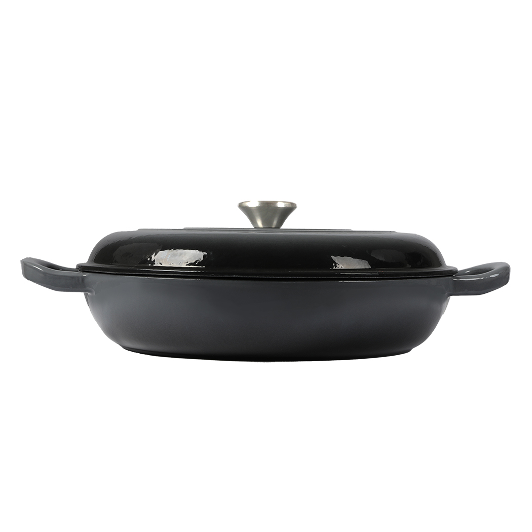 TOQUE 3.5L Enamel Cast Iron Dutch Oven Casserole Pan with Lid - Non-Stick Shallow Pot for Induction, Gas & Oven - Black, Green or White - Image 7