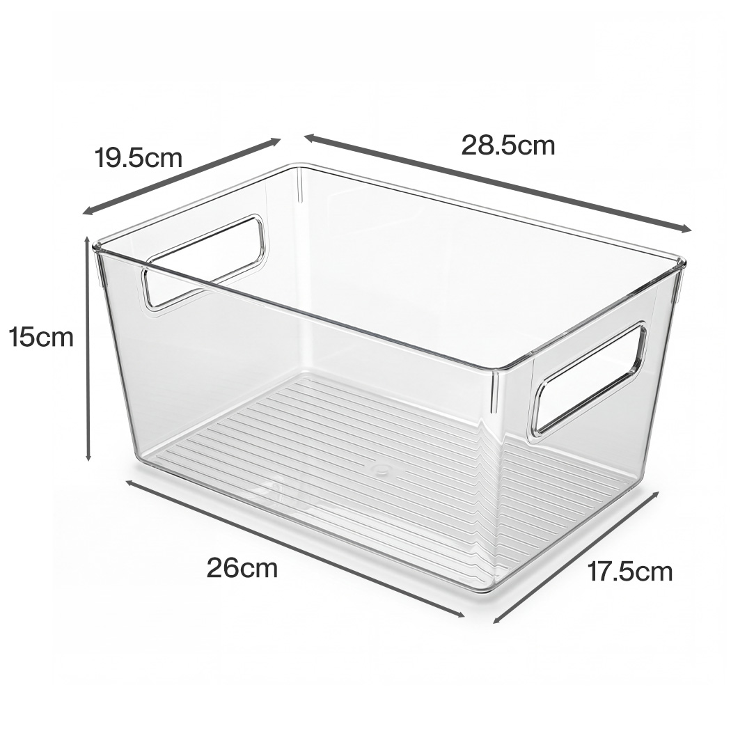 TOQUE 6 Piece Clear Plastic Storage Bins with Handles Pantry Fridge Organiser Boxes PET Kitchen Storage Containers - Image 4