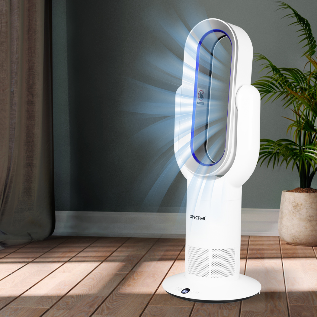 SPECTOR Bladeless Tower Fan with Remote Control, 35W Cooling,10 Speed Oscillating Fan, White Blue or White Silver - Image 2