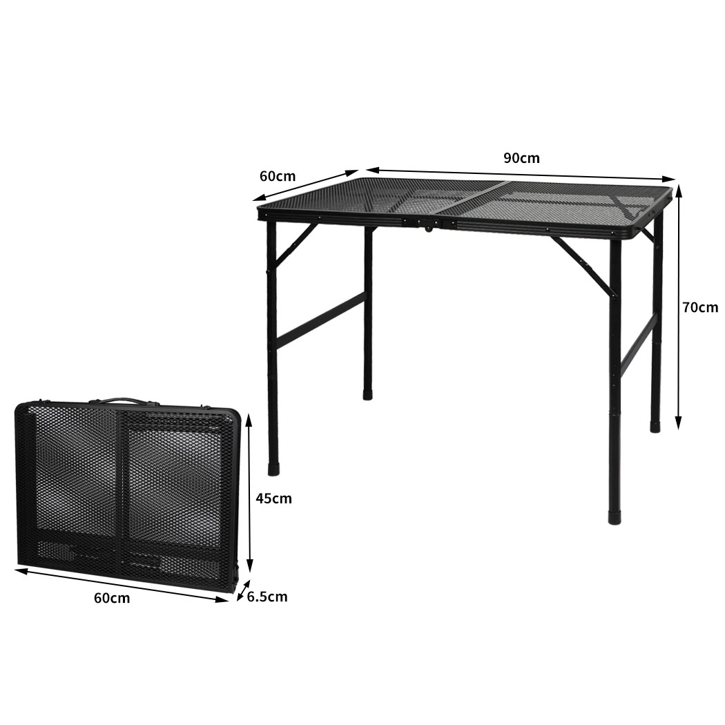 Levede Folding Grill Table Camping BBQ Table Portable Aluminium Outdoor Picnic Cooking Table Adjustable Height Large - Image 3