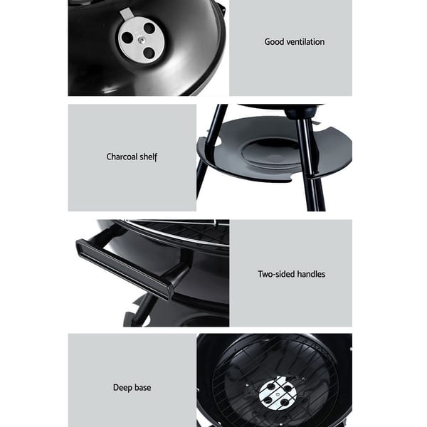 Grillz Portable Charcoal BBQ Smoker Grill – Heavy-Duty Steel Outdoor Barbecue with Wheels - Image 4
