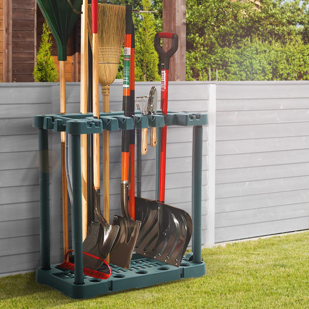 Traderight Garden Tool Storage Rack Organiser with Wheels 40 Slot Garage Shed Farm Tool Holder 74 x 35 x 84cm Green - Image 3