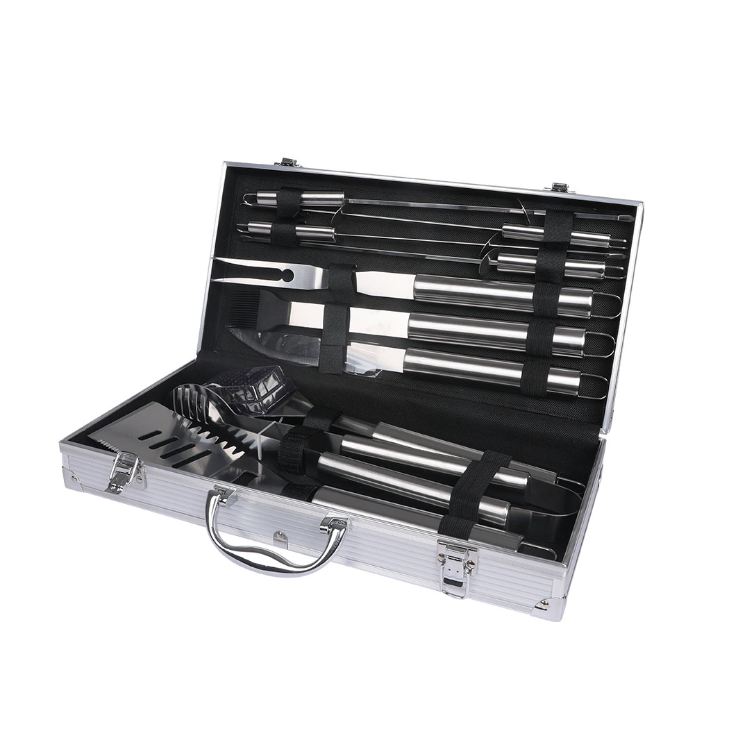 Moyasu 10 Piece BBQ Tool Set Stainless Steel Grill Utensils with Aluminium Carry Case Barbecue Accessories - Image 2