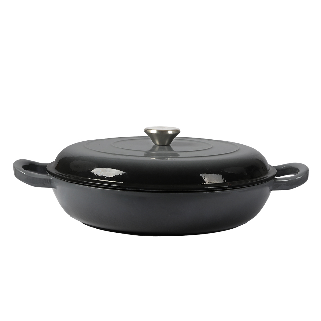 TOQUE 3.5L Enamel Cast Iron Dutch Oven Casserole Pan with Lid - Non-Stick Shallow Pot for Induction, Gas & Oven - Black, Green or White - Image 6