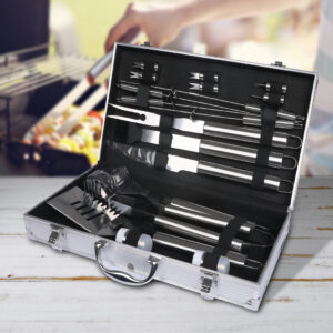 Moyasu 18 Piece BBQ Tool Set Stainless Steel Grill Utensils with Aluminium Carry Case Barbecue Accessories