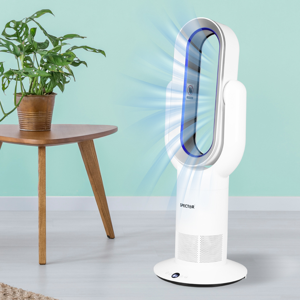 SPECTOR Bladeless Tower Fan with Remote Control, 35W Cooling,10 Speed Oscillating Fan, White Blue or White Silver - Image 9