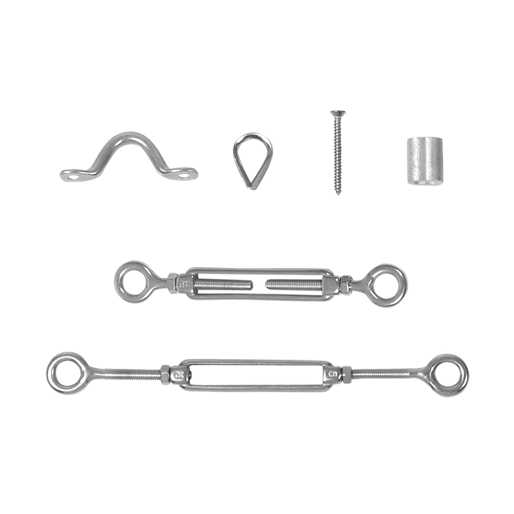 Traderight Stainless Steel 316 Balustrade Wire Rope DIY Kit for 3.2mm Cable – Turnbuckles, Thimbles, Ferrules & Saddles – 110 Piece - Image 3