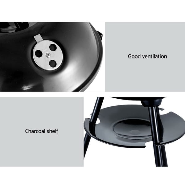 Grillz Portable Charcoal BBQ Smoker Grill – Heavy-Duty Steel Outdoor Barbecue with Wheels - Image 3