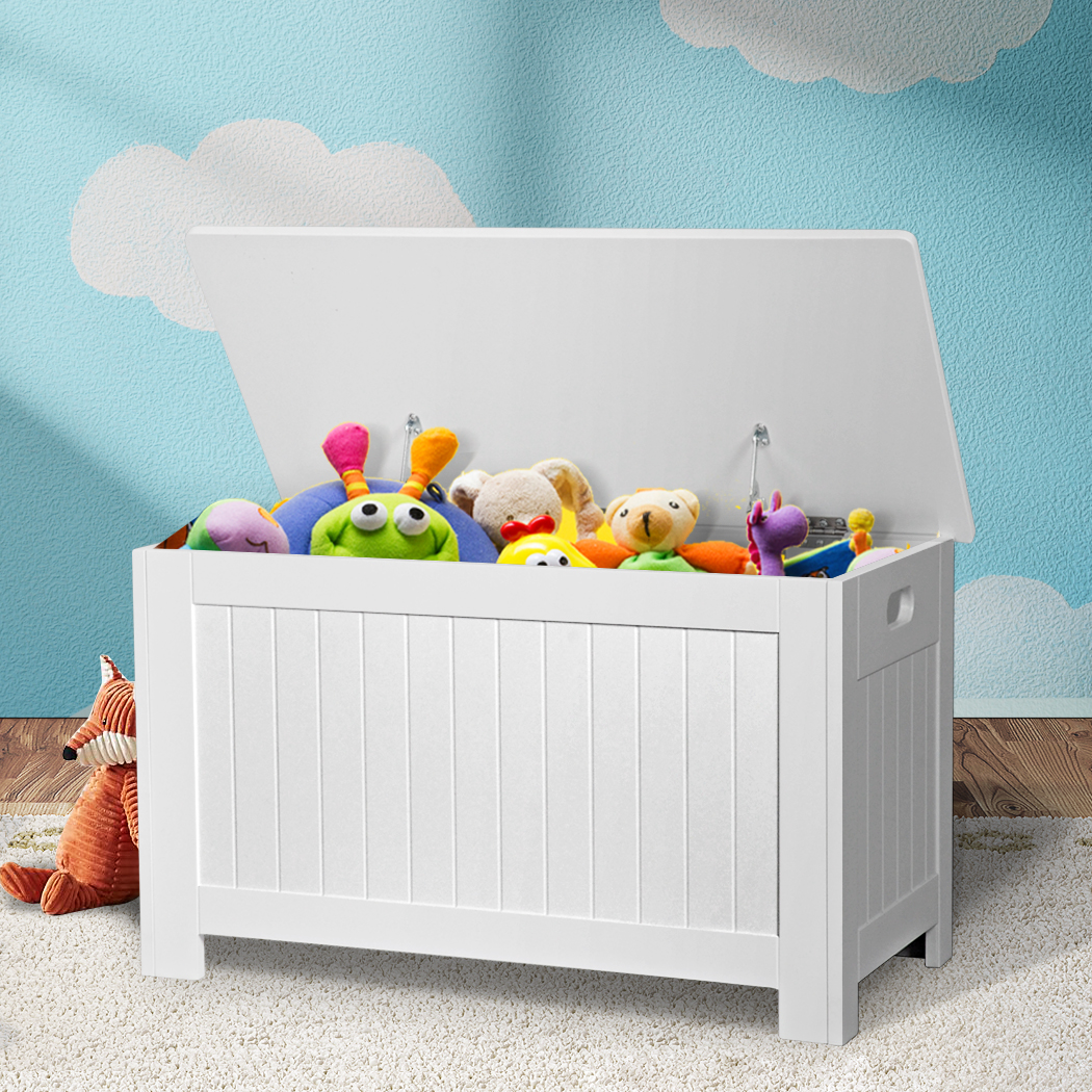 Levede Kids Wooden Toy Box Storage Chest Cabinet with Soft Close Lid White or Grey | MDF Toy Organiser Bench - Image 3