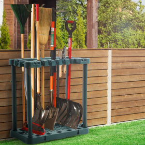 Traderight Garden Tool Storage Rack Organiser with Wheels 40 Slot Garage Shed Farm Tool Holder 74 x 35 x 84cm Green