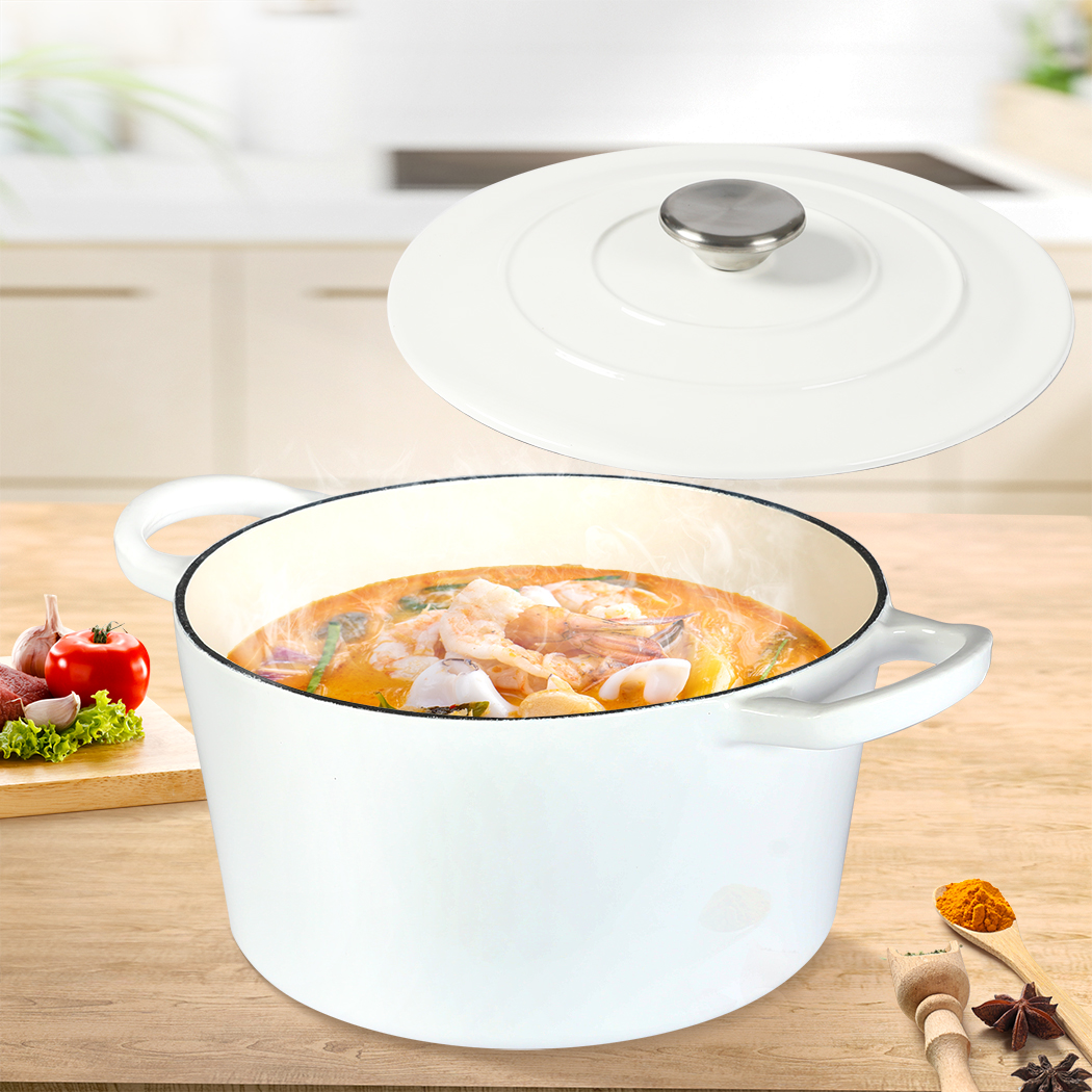 TOQUE 4L Cast Iron Enamel Dutch Oven Pot with Lid Casserole Dish for Induction Gas Oven - Black Green White - Image 2