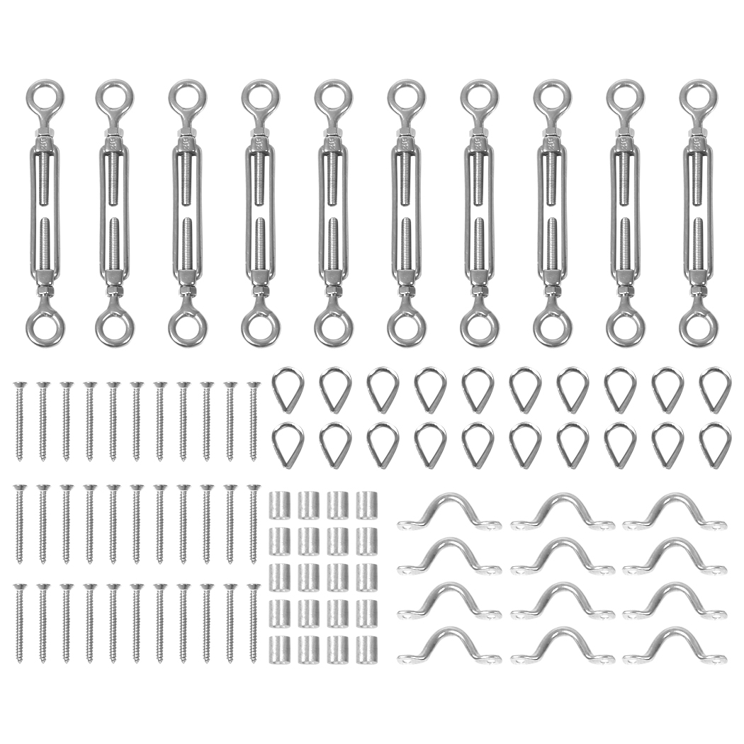 Traderight Stainless Steel 316 Balustrade Wire Rope DIY Kit for 3.2mm Cable – Turnbuckles, Thimbles, Ferrules & Saddles – 110 Piece - Image 2