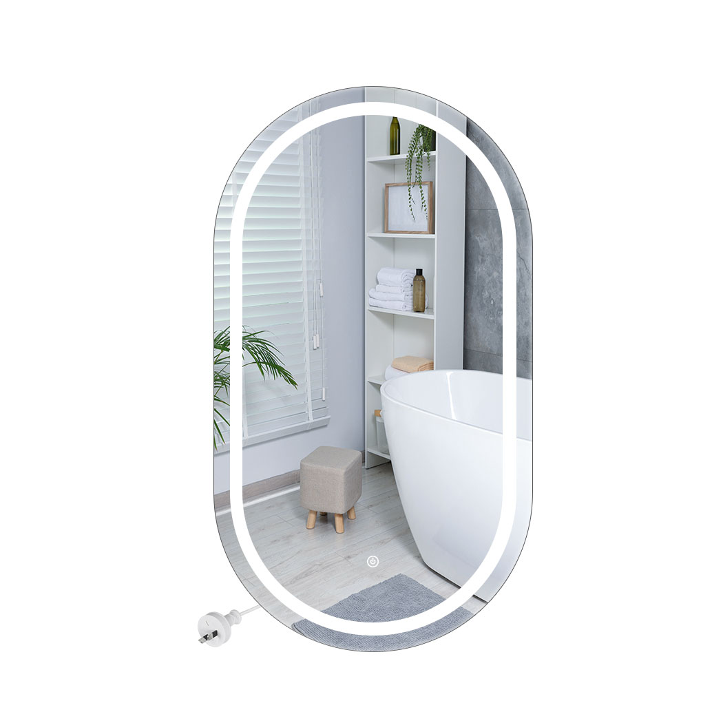 EMITTO LED Bathroom Wall Mirror with Anti-Fog, Adjustable Brightness & Colour Temperature, Oval & Arched, 50cm–100cm - Image 5