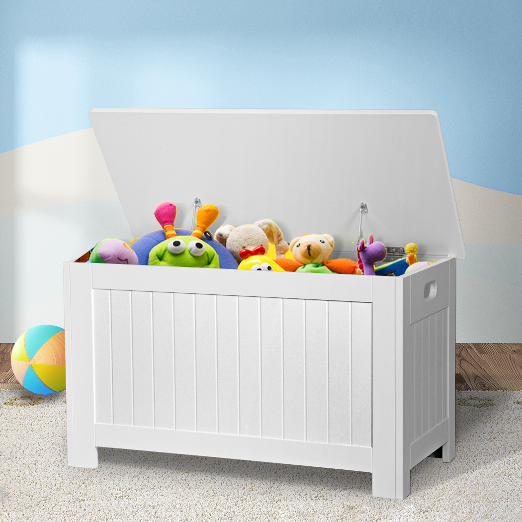 Levede Kids Wooden Toy Box Storage Chest Cabinet with Soft Close Lid White or Grey | MDF Toy Organiser Bench - Image 2