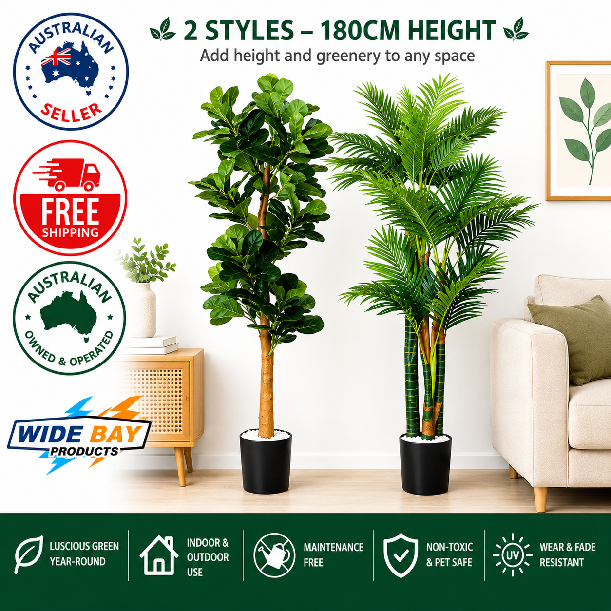 Lambu 180cm Artificial Plant Tree Faux Indoor Outdoor Green Foliage Home Office Décor