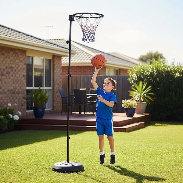 Portable Netball Ring with Stand – Height Adjustable 1.33m–3.05m - Image 2