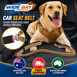 Tactical Dog Leash Heavy Duty 4-6FT Bungee Lead with Dual Padded Handles & Car Seatbelt Clip – Coyote Brown