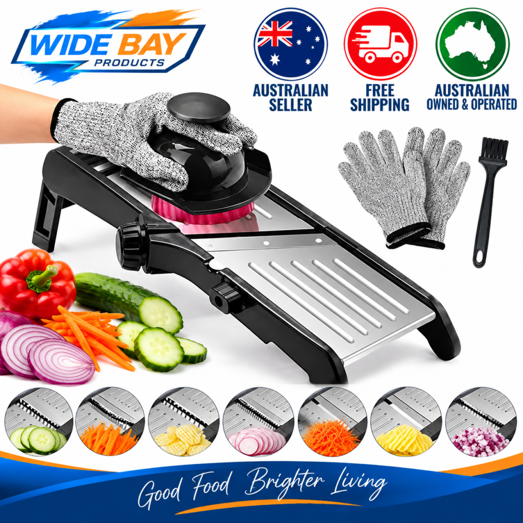 7-in-1 Adjustable Mandoline Vegetable Slicer Stainless Steel Food Cutter with Safety Gloves