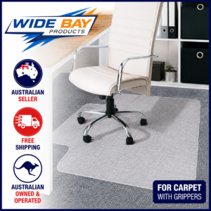 Marlow Chair Mat for Carpet 120 x 90cm Clear PVC 5mm Floor Protector with Grippers