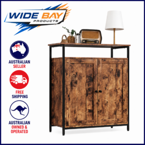 Levede Storage Cabinet Walnut Organiser Cupboard with Adjustable Shelves